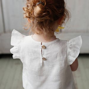 Linen shirt for baby girl, Flower girl shirt, Organic baby clothes, Baby girl 1st birthday outfit, Baby girl clothes, 25 COLORS image 4