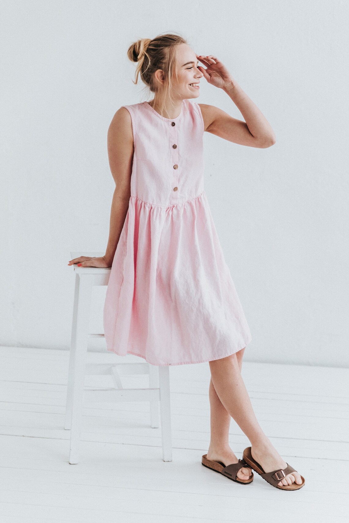 Sleeveless Linen Dress With Pockets Linen Aline Dress Loose Etsy