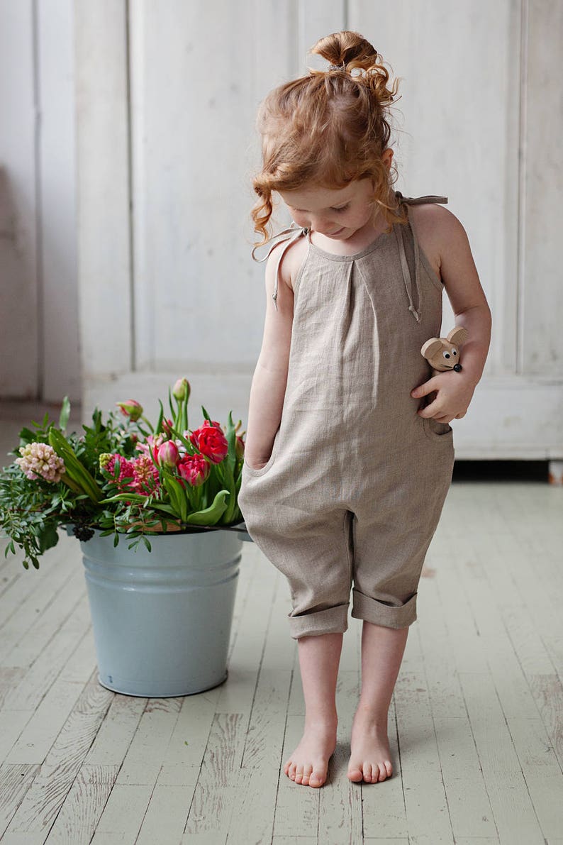 Linen jumpsuits Harem Girls jumpsuits Linen kids clothes Etsy