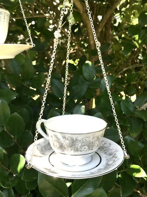Backyard Hanging Bird Feeder Hanging Teacup Bird Feeder Bird Etsy
