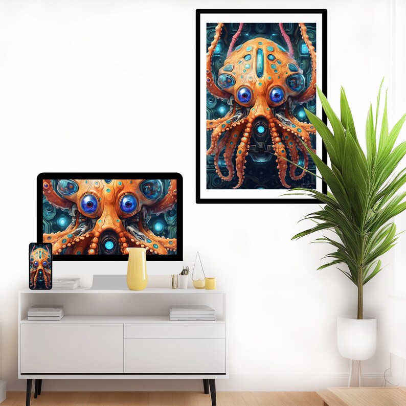 Sci Fi Wall Art 010 Digital Download Alien Octopus Printable Science ...