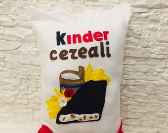 Egg pillow kinder pillow customizable Personalized Pillow Kinder Cereal