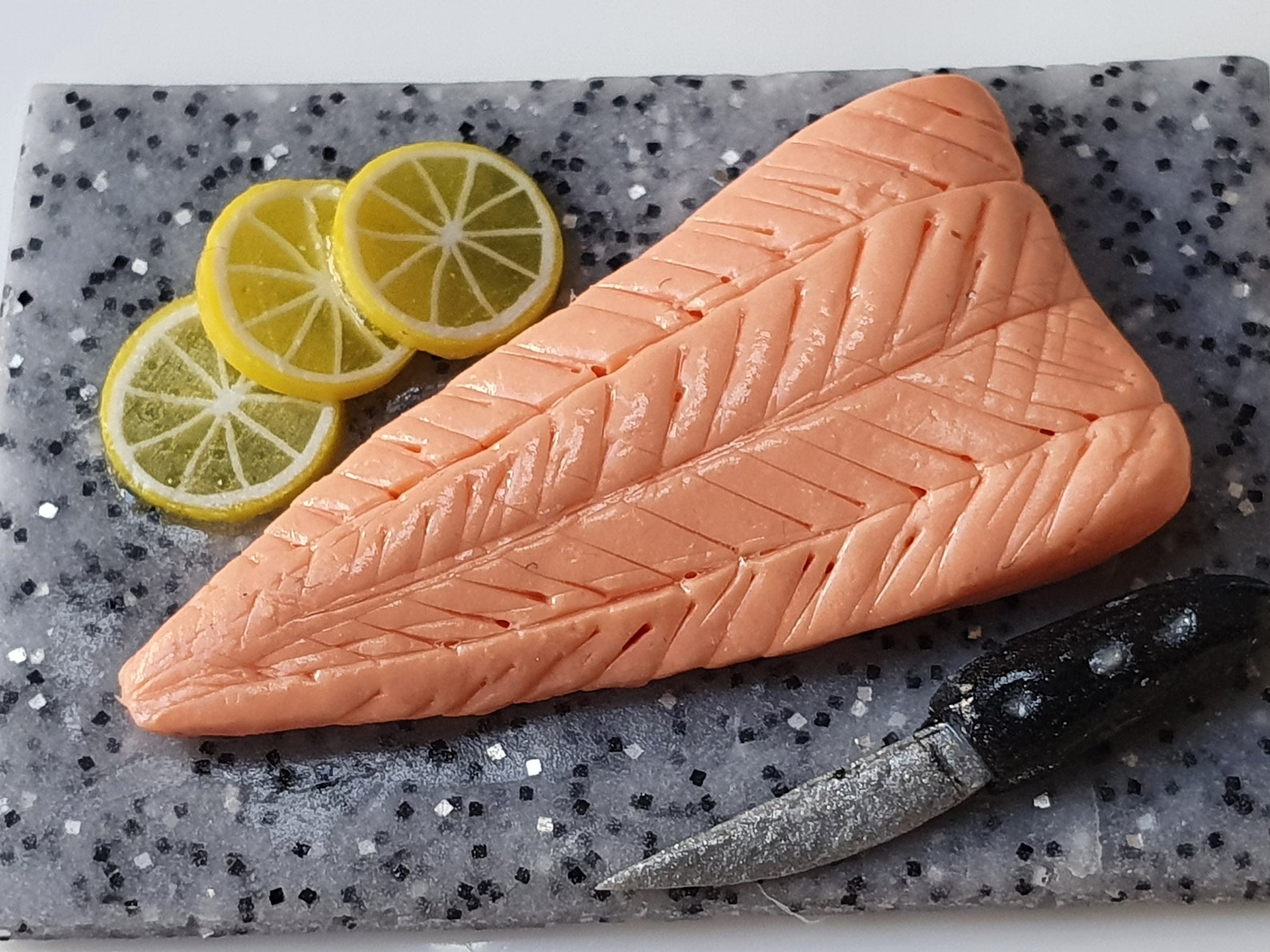 12th scale miniature salmon fillet dolls house food polymer Etsy