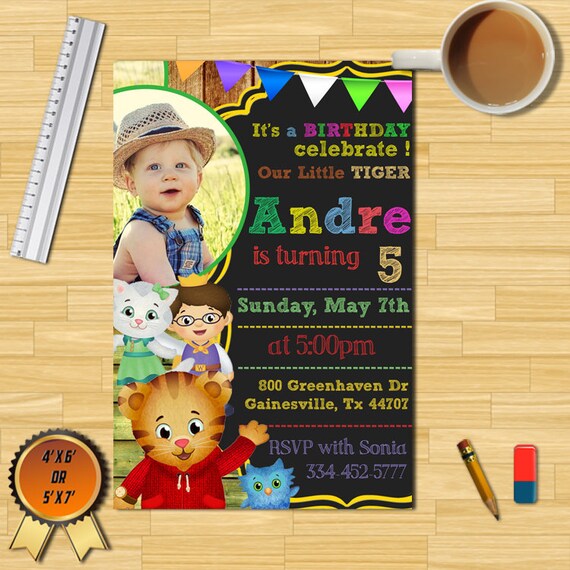 Daniel Tiger Birthday Party Invitation With Photodaniel Tiger Etsy