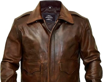 Large Vintage 80s Avirex A-2 Military Flight Leather Jacket Willis 