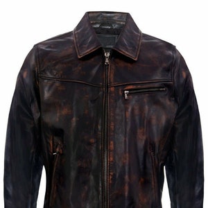 Men's Vintage Retro Biker Brown Zipped Genuine Leather Jacket
