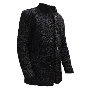 Persian Black Lamb Fur Coat, Unisex Soft Karakul Lamb Fur Jacket image 2