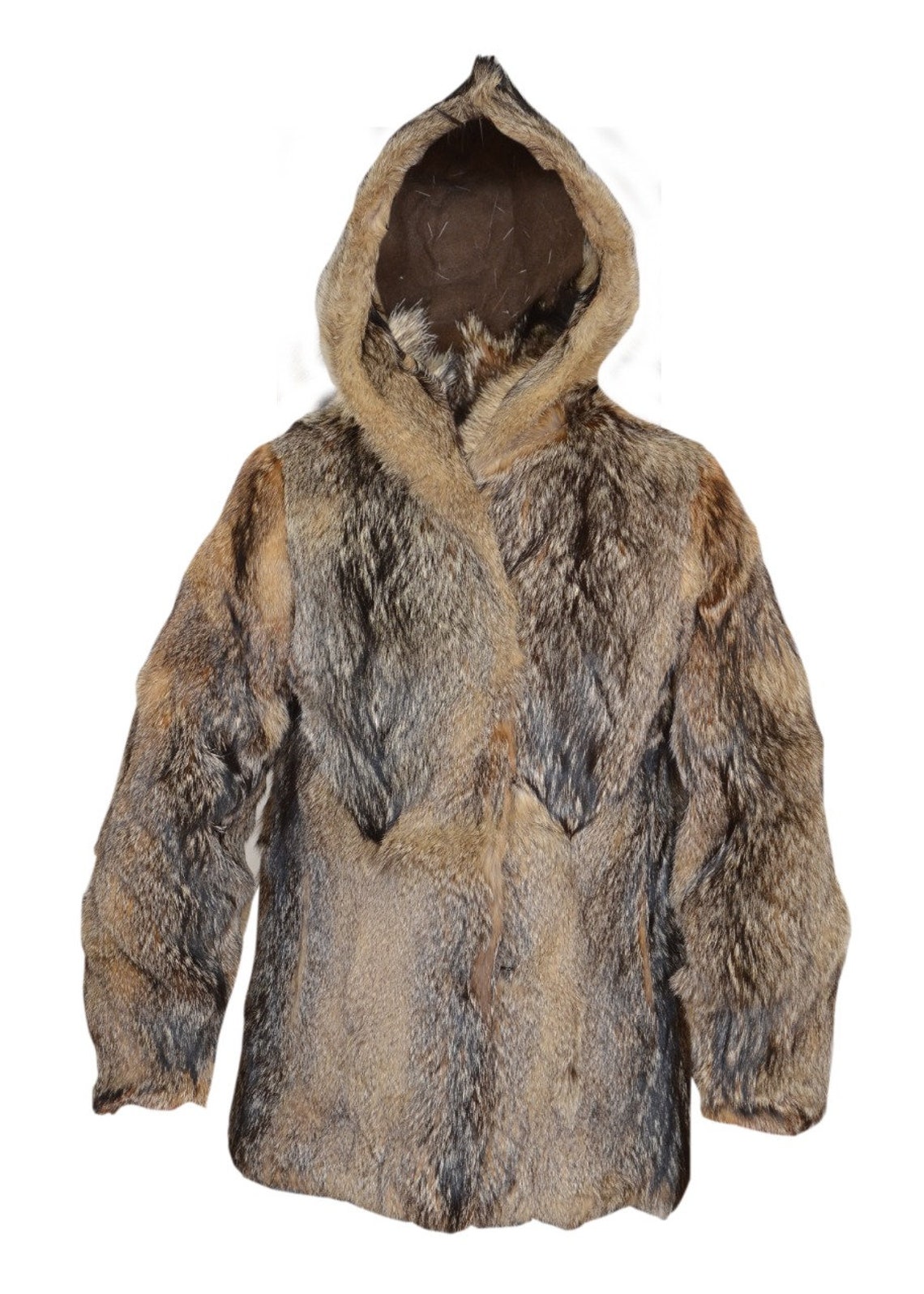 MENS Real Coyote Fur Full Pelts Hooded Bomber Jacket Coat Etsy