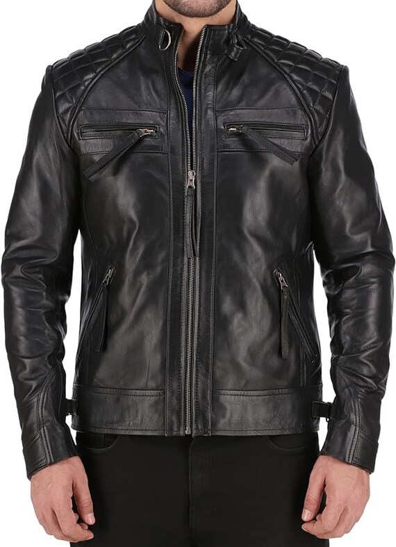 Moto leather cheap jacket men