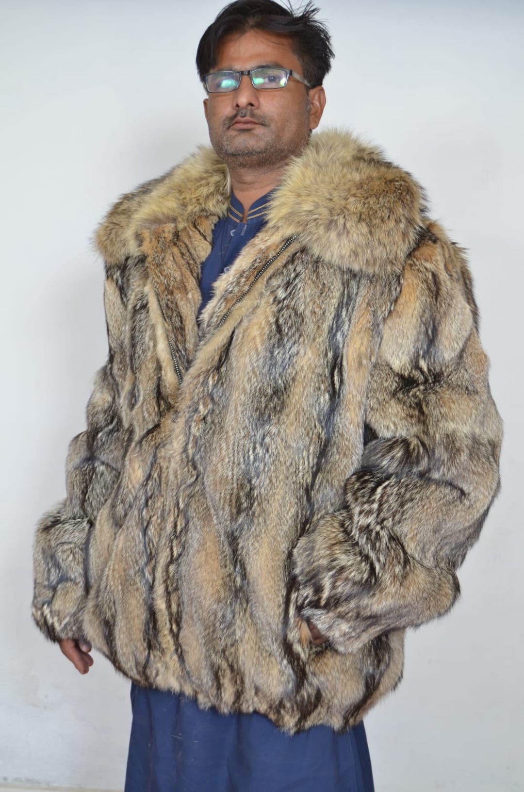 Real Coyote Fur Coat/bomber Jacket for Men All Sizes Etsy
