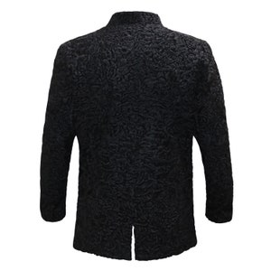 Persian Black Lamb Fur Coat, Unisex Soft Karakul Lamb Fur Jacket image 4