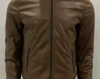 Mens Brown Vintage Sheepskin Leather Jacket