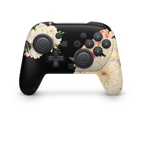 Switch 2 Controller Skin – Petals Edition | Black Flowers Pivoine Vinyl Wrap Decal