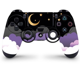 Full Cover Skin Decal Sticker For PS4 Regular Slim Pro Controller Moon Black Cloud Golden Sky Star Purple Lavander Fluffy Full Cover Design