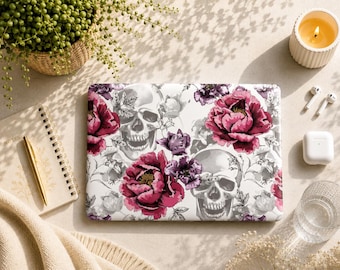 Skull Roses Skin Compatible with MacBook: Vinyl Laptop Decal