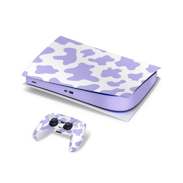 Cow Lavender Decal For PS5 Playstation 5 Console And Controller , Full Wrap Vinyl For PS5