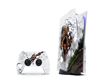 T-rex Dinosaurs Skin Decal For PS5 Playstation 5 Console And Controller , Full Wrap Vinyl For PS5