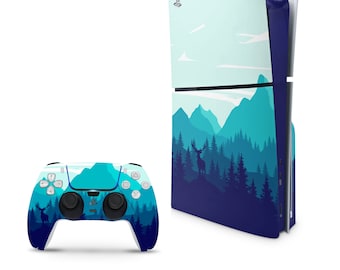 Alpine Decal For PS5 Slim Playstation 5 Console And Controller , Full Wrap Vinyl For PS5 Slim