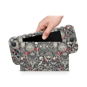 Vinilo decorativo para consola Switch, Joy-Con y base de carga con diseño ocultista.