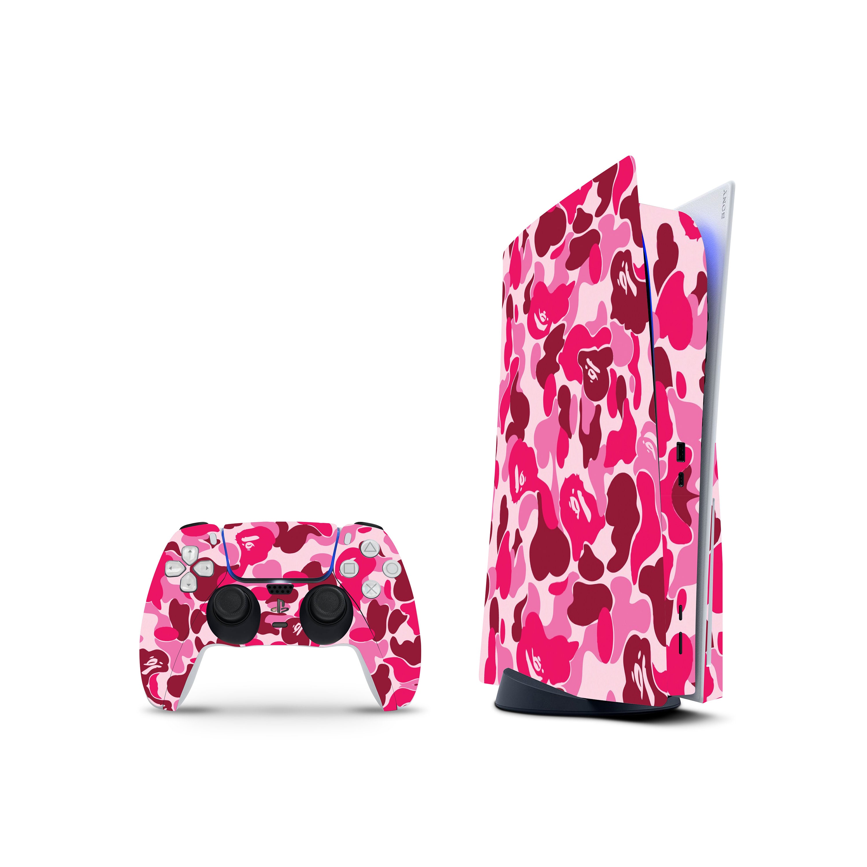 PS4 PRO Console Pink CAMO Skin Decal Vinal Sticker + 2 Controller Skins Set