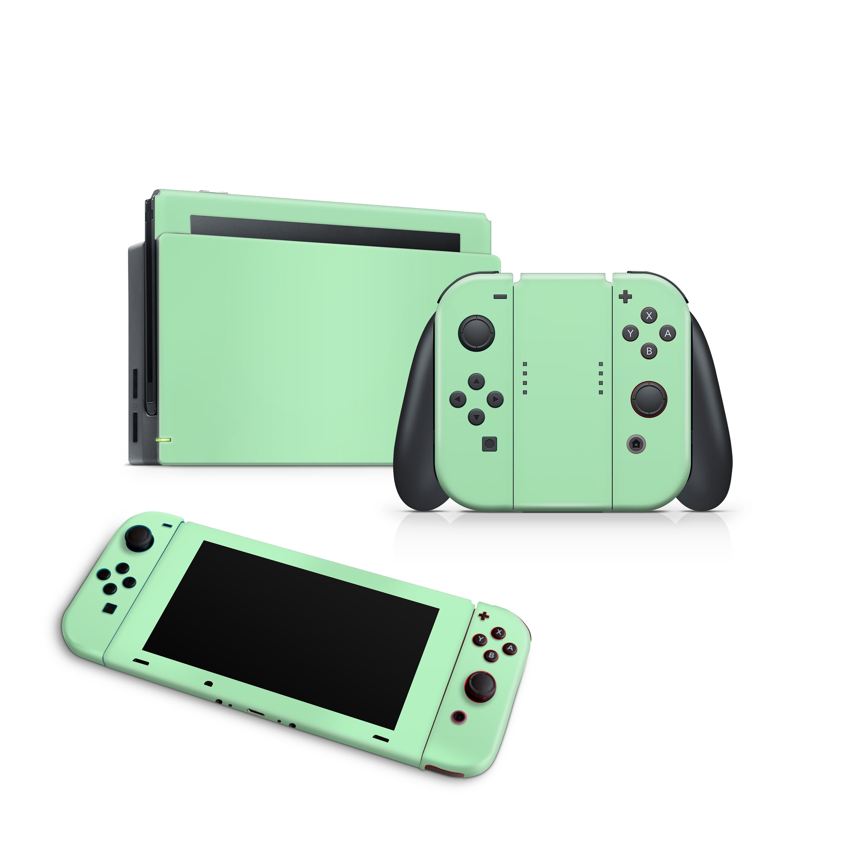 Nintendo Switch グリーン/ミント 本体 Nintendo Switch Skin Decal for Console Joy-con and Dock With