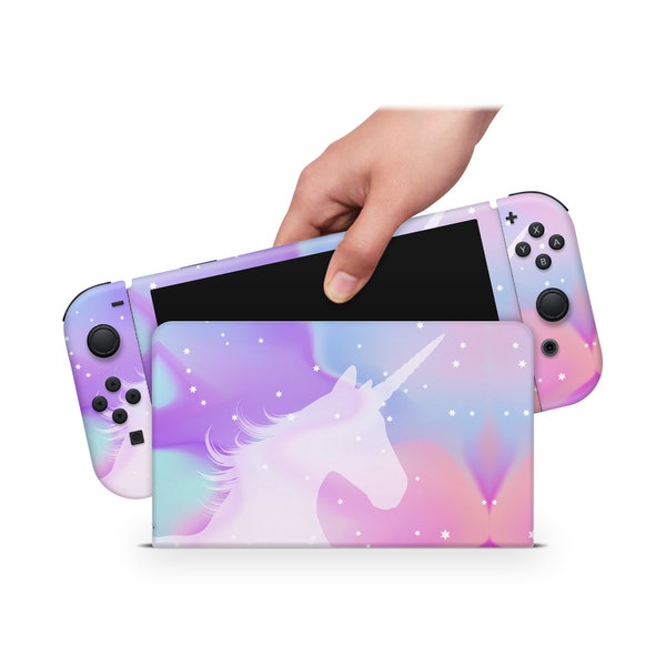 Oled Nintendo Switch Skin Decals Unicorn Rainbow Wrap Vinyl