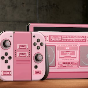Adesivo de vinil para OLED Switch rosa, modelo Radio 80 Wrap.
