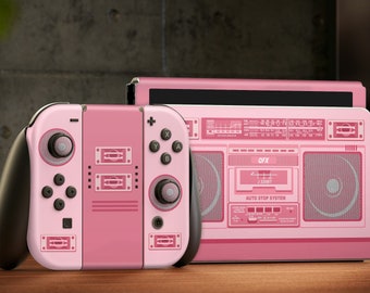 Oled Nintendo Switch Skin Decal Pink Radio 80 Wrap Vinyl