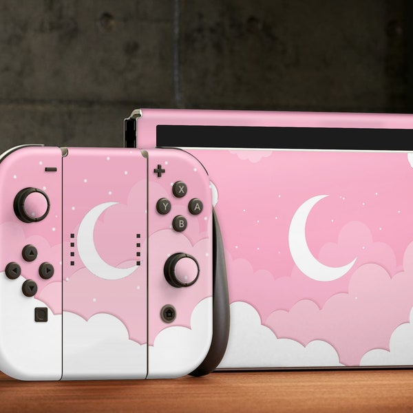 Oled Nintendo Switch Skin Decals Moonight Pinky Wrap Vinyl