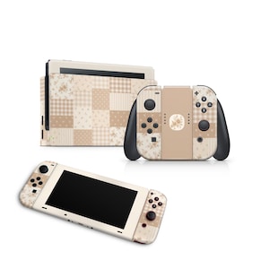 Beige Patchwork Compatible with Switch Skin Decal For Console Joy-Con And Dock