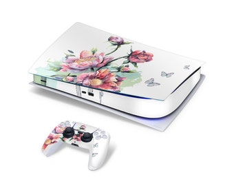 Floral Decal For PS5 Playstation 5 Console And Controller , Full Wrap Vinyl For PS5