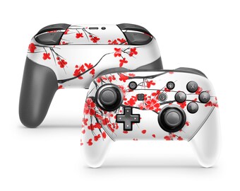 Vinilo decorativo para mando Switch Pro con diseño de flor de cerezo: juego de pegatinas botánicas florales