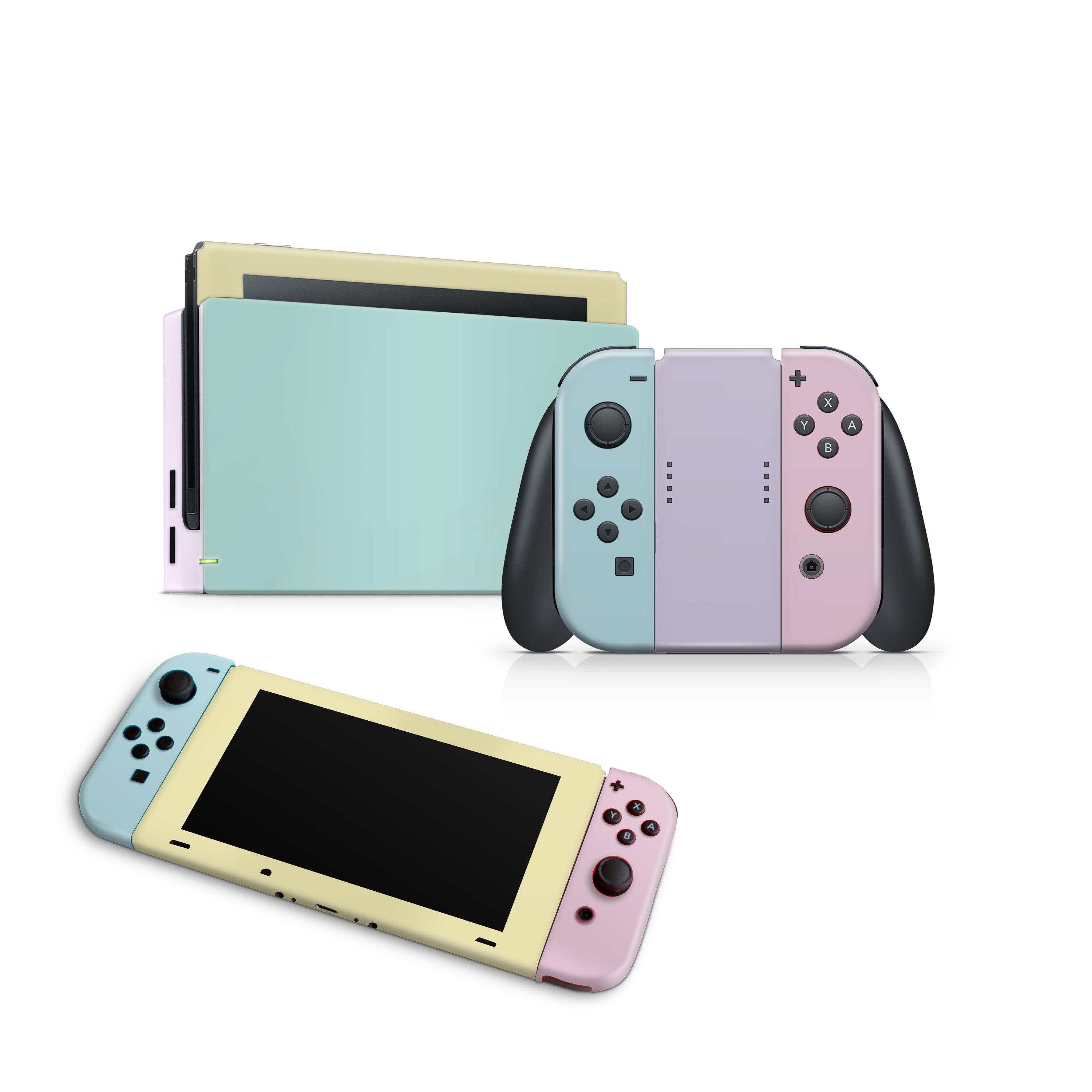 Switch本体、Joy-Con、ドック用スキンデカール（サンカラー、80年代風