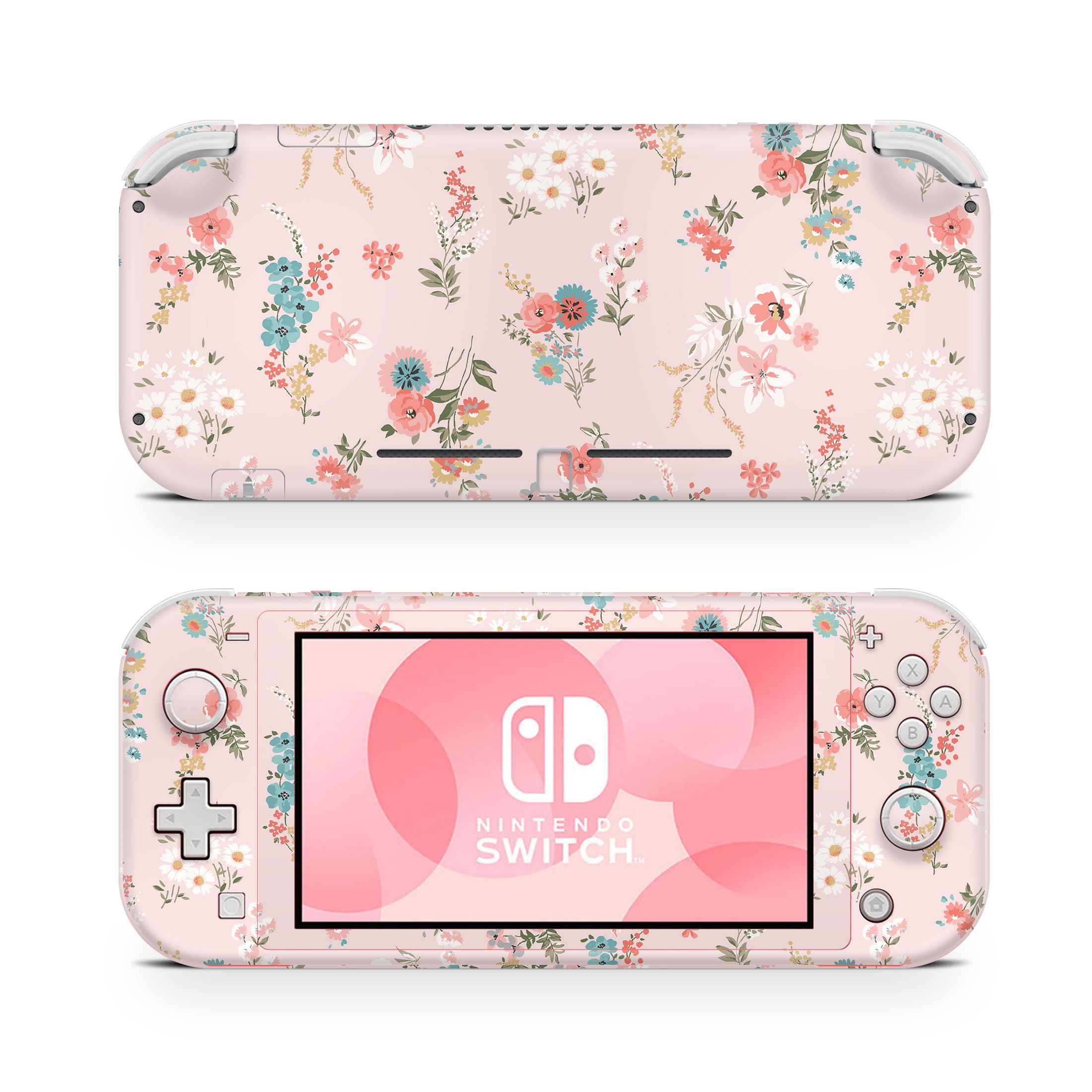 ZOOMHITSKINS Nintendo Switch Skin - Pink Nature Leaves Vintage Design