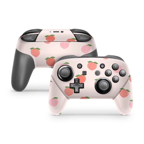 Nintendo Switch Pro Controller Skin Decal Sticker Peaches Fruits Abricot Peach Village Salmon Pink Tree Pastel Colored Green Greeny Lime Set