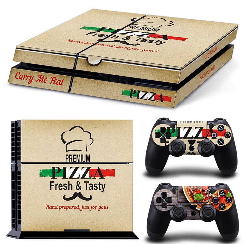Adesivo Skin Per PS4 &ndash; Design Scatola Pizza + Set Per 2 Controller, ZoomHit, Multicolore