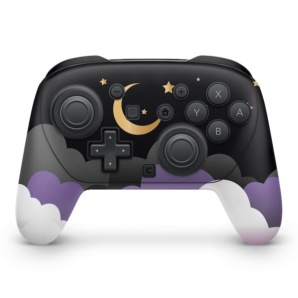 Switch 2 Controller Skin – Black Moon Edition | Cute Pastel Purple Vinyl Wrap Decal