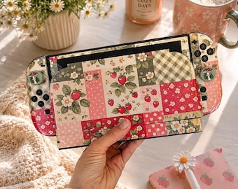 Switch 2 Console Skin: Cozy Woodland Patchwork - Removable Vinyl