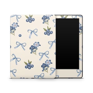 Blueberry Floral Kindle Skin – Cute Bow & Berry Protective Vinyl Decal