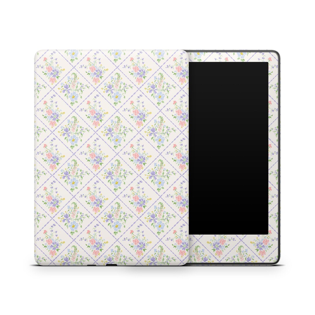 Pastel Floral Kindle Skin – Vintage Diamond Pattern Protective Decal - Etsy