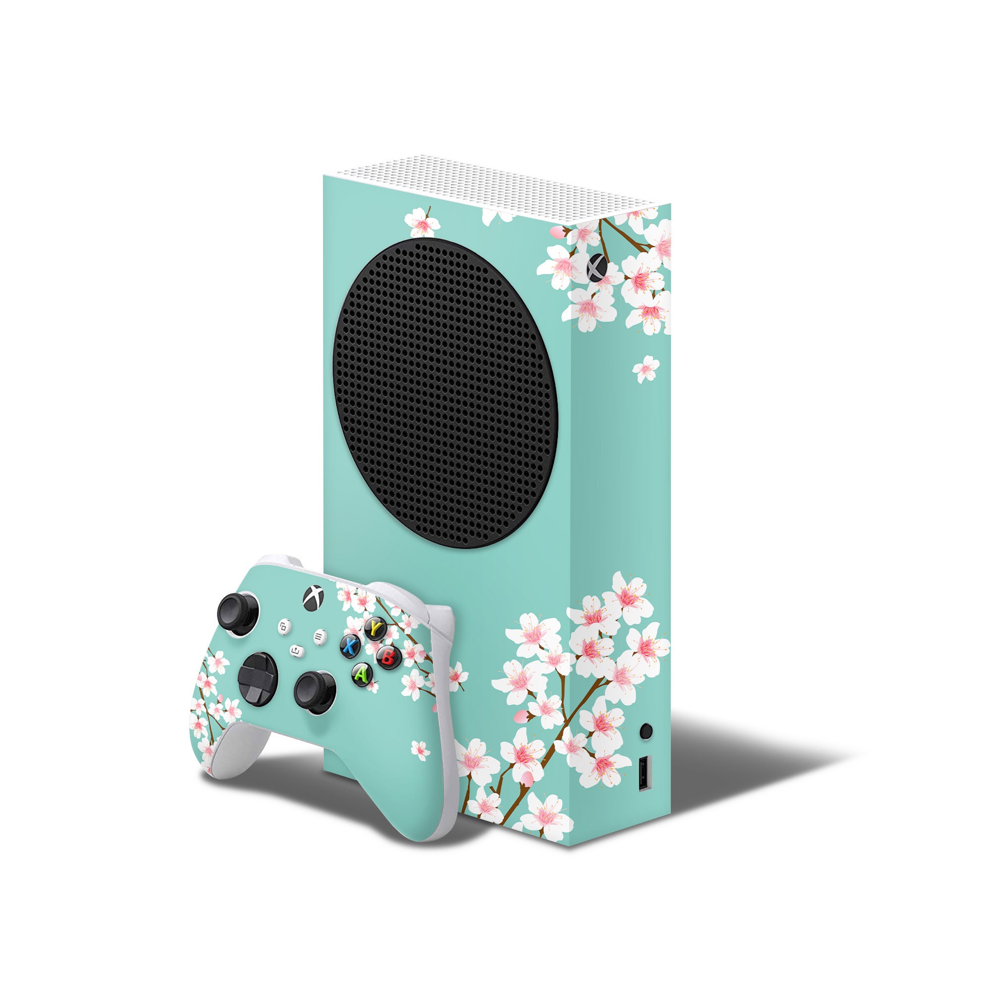 Xbox Controller Turquoise Turquoise Sakura Decal for Xbox Series S Console and Controller , Full ...