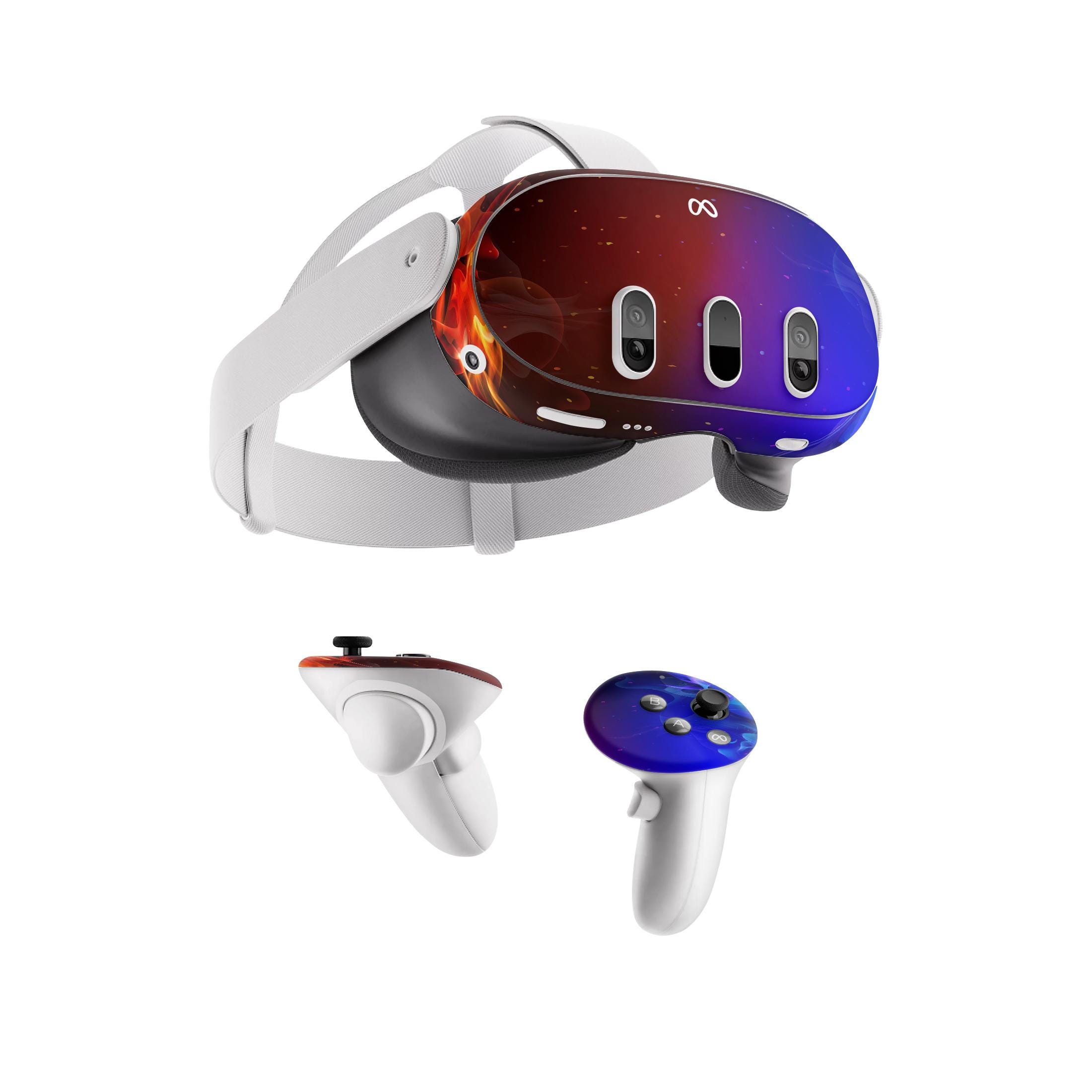 OculusQuest 2 /MetaQuest 3 Haut Blaue Flammen, 3 M Aufkleber für OculusQuest 2 VR-Headset und Controller