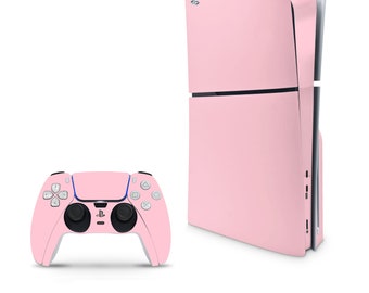 Just Pink Decal For PS5 Slim Playstation 5 Console And Controller , Full Wrap Vinyl For PS5 Slim