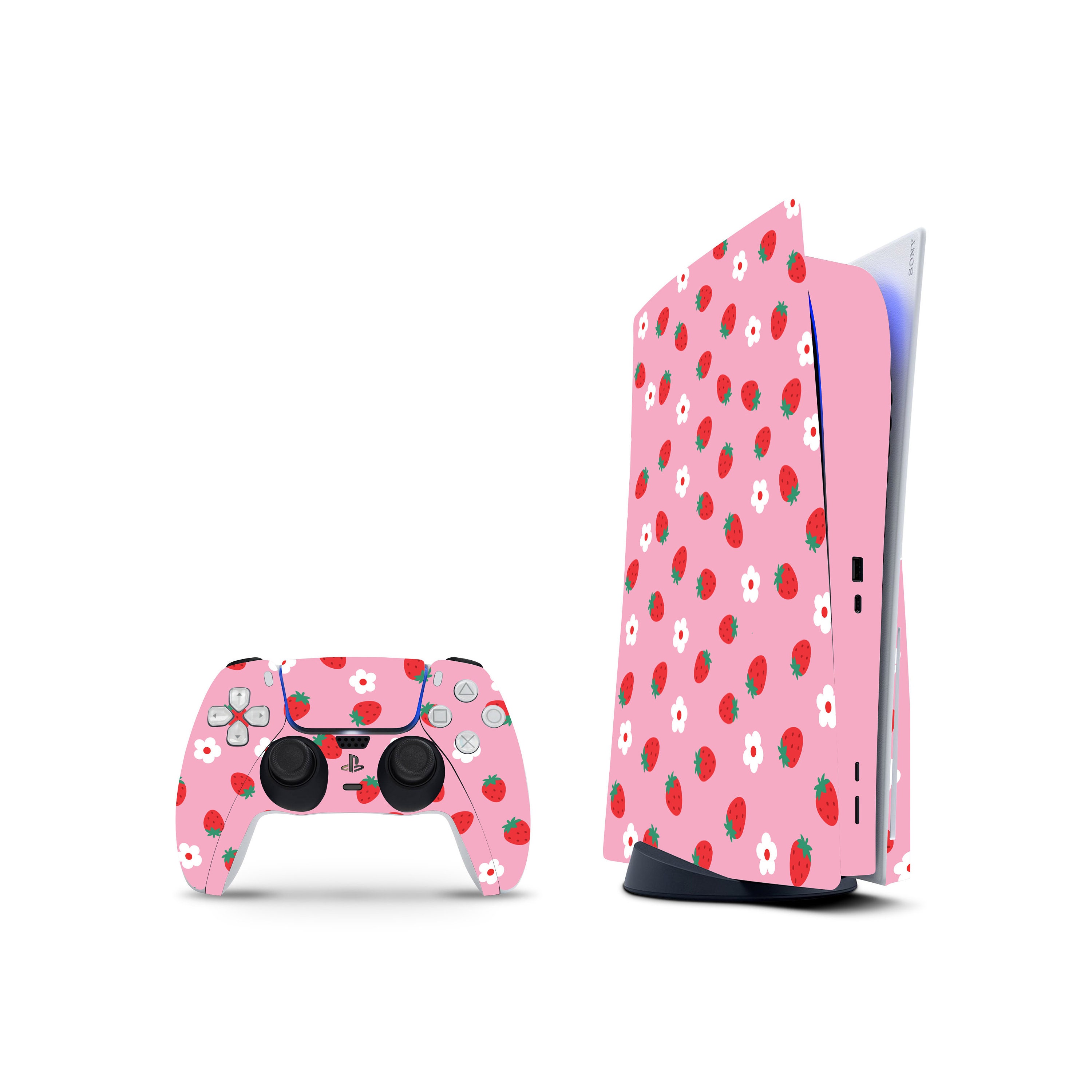 TACKY DESIGN PS5 Strawberry Skin for PlayStation 5 Console and 2  Controllers, Kawaii skin Vinyl 3M Decal Stickers Full wrap Cover (Disk  Edition)