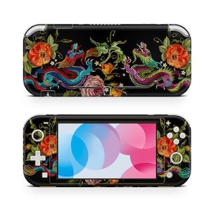 Adesivo de vinil premium 3M com estampa de dragão oriental para console gamer, compatível com Switch Lite.