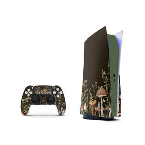 Vinilo adhesivo con estampado Cottagecore para consola y mando de PS5 compatibles.