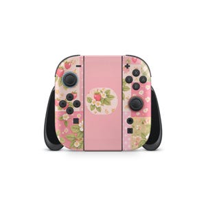 Strawberry Cottage Patchwork Skin Decal For Gaming Console Premium 3M Vinyl Wrap Compatible With Switch 2 image 3