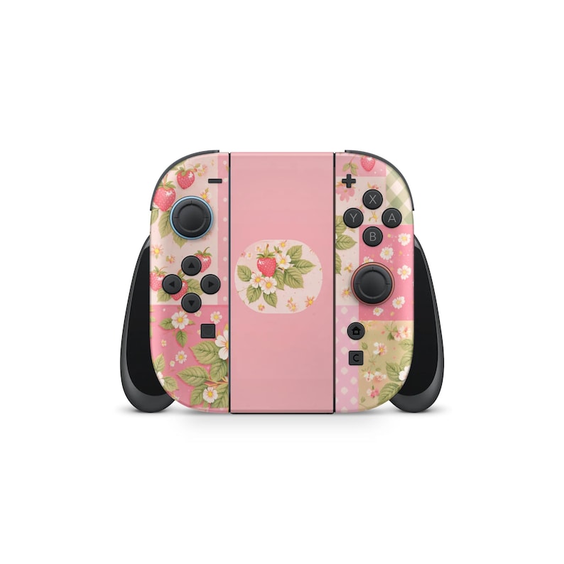 Strawberry Cottage Patchwork Skin Decal For Gaming Console Premium 3M Vinyl Wrap Compatible With Switch 2 image 3