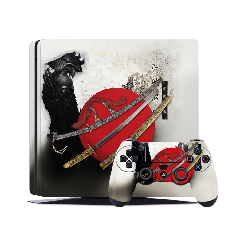 PS4 Skin Decal For Playstation 4 Console And Controller Black Samurai image 1