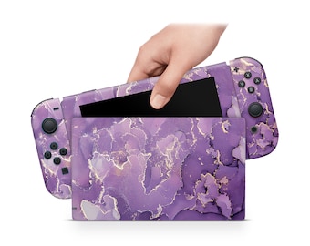 Adhesivo decorativo Lavender Rock para Switch, compatible con Joy-Con y base de la consola.